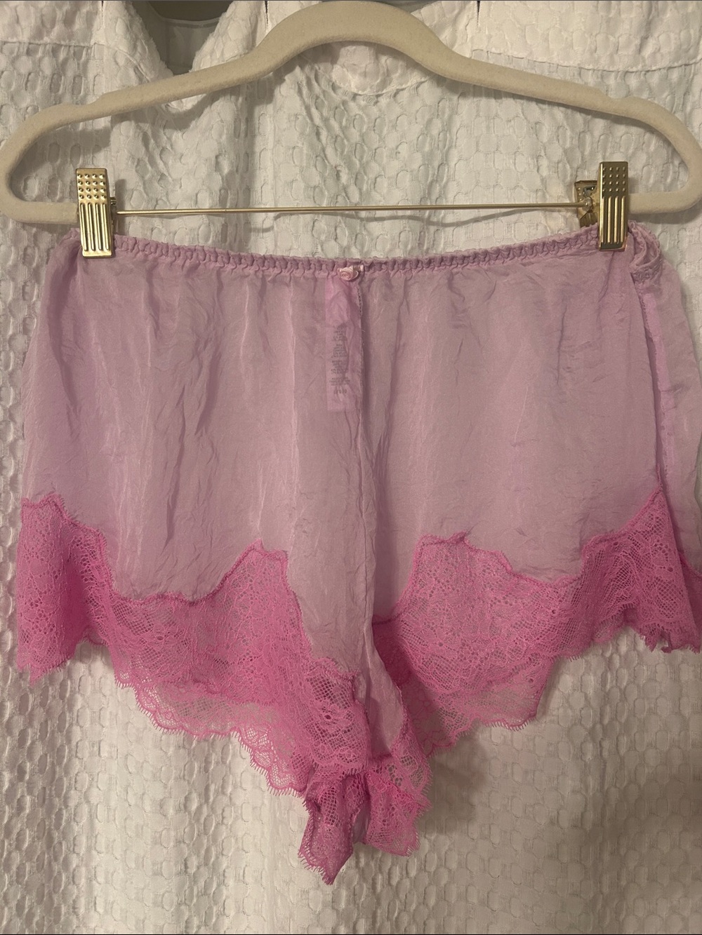 SKIMS Women's Pink Lace-Trim Sleep Shorts - Large - Picture 2 of 4
